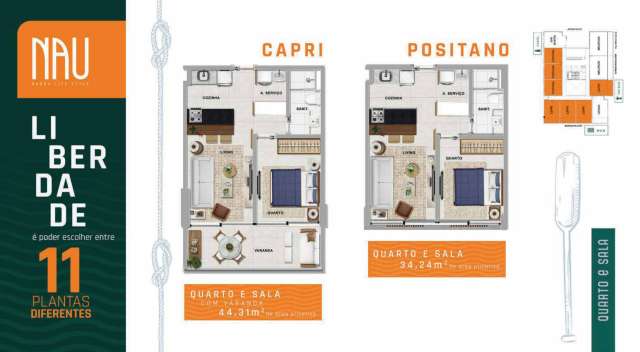 NAU BARRA - APARTAMENTOS DE 1 E 2 QUARTOS À VENDA A PARTIR DE R$ 496.480,00