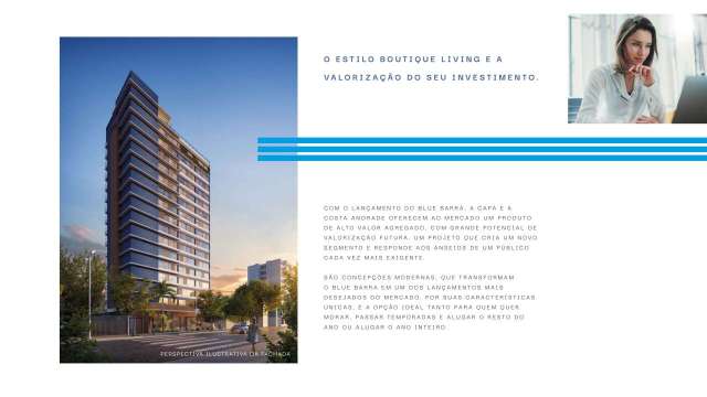 BLUE BARRA - APARTAMENTO COM 1 QUARTO E 1 SUÍTE,  À VENDA A PARTIR DE  R$ 298.000,00