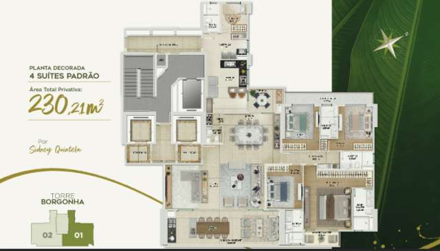 Monvet com 4 quartos sendo 4 suítes, 230m² à venda por R$ 3.600.000,00