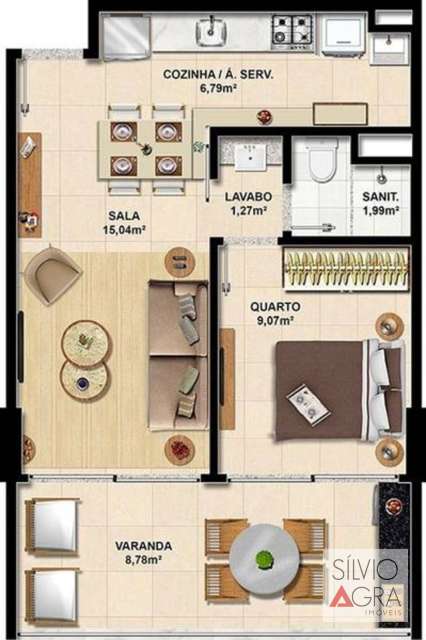 Apartamento na Barra com 1 quarto, 49m² à venda por R$ 750.000,00